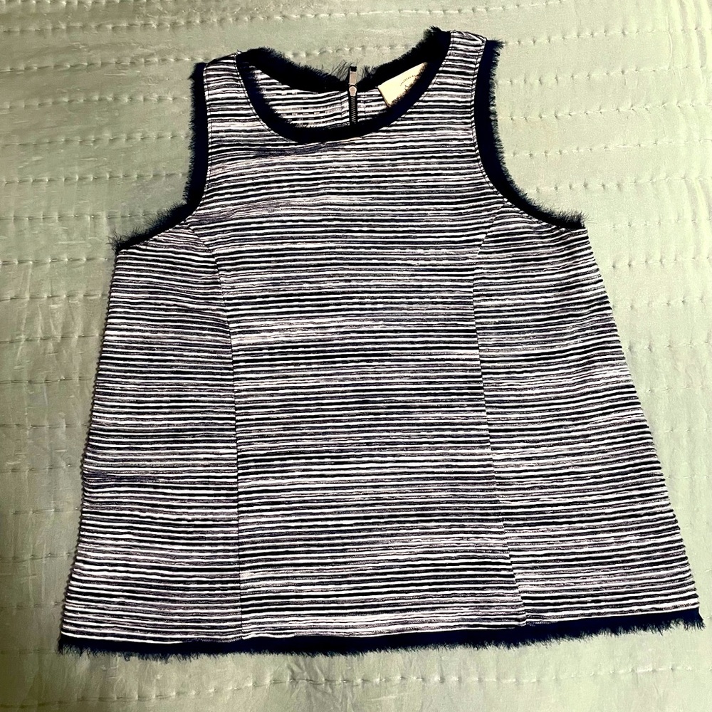 Vanessa Virginia by Anthropologie Sleeveless Textured Blouse Size Small Navy